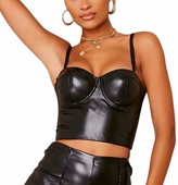 Thumbnail for your product : Fubb Women's Sexy PU Leather Bustier Corset Crop Top Y2k Spaghetti Strap Tank Top Clubwear Push Up Summer Shirt Bodice (A-Brown M)