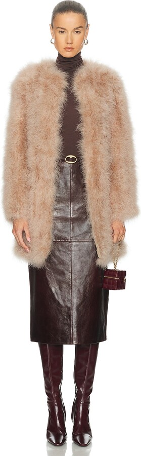 Yves Salomon Feather Jacket in Tan