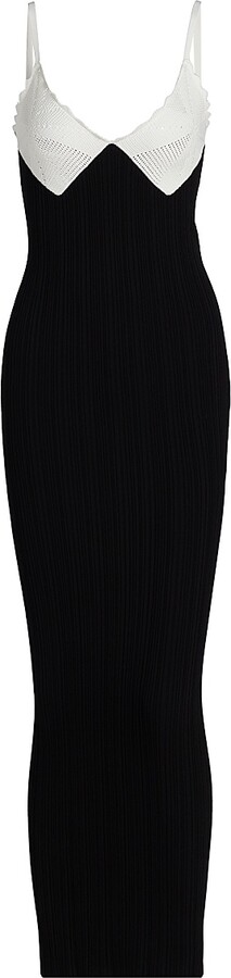 Women's Amber Knit Maxi Dress - White Black - Size Large