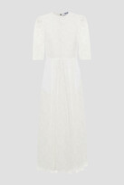 Thumbnail for your product : MSGM Pleated cotton-blend crocheted lace midi dress