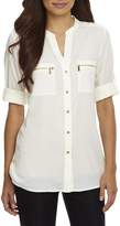 Thumbnail for your product : Calvin Klein Zip-Pocket Roll Tab Blouse