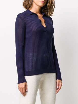 Cashmere In Love Ribbed-Knit Polo Jumper