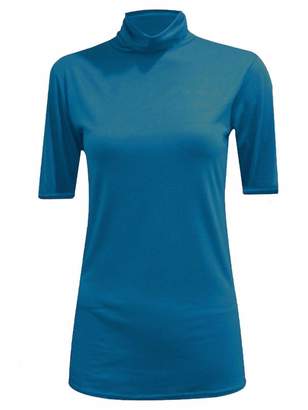 R KON Women Polo Turtle Neck Short Sleeve Ladies T Shirt TOP