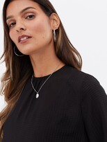 Thumbnail for your product : New Look Black Check Puff Sleeve Tiered Peplum Blouse
