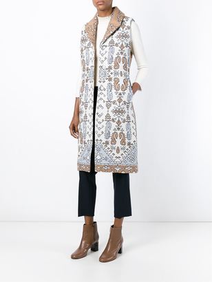 Tory Burch jacquard sleeveless coat - women - Acrylic/Nylon/Polyester/Other fibres - 4