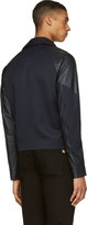 Thumbnail for your product : Paul Smith Navy Leather Panel Biker Jacket