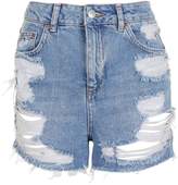 Thumbnail for your product : Topshop Moto high waisted rip mom short