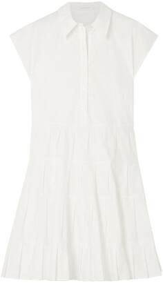 See by Chloe Pleated Tiered Cotton-poplin Shirt Dress