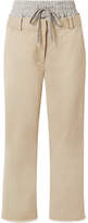 T by Alexander Wang - Layered Cotton-gabardine And Stretch-jersey Straight-leg Pants - Beige