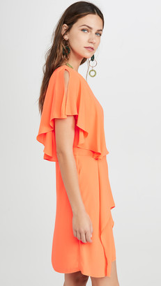 Halston Neon Orange One Shoulder Dress