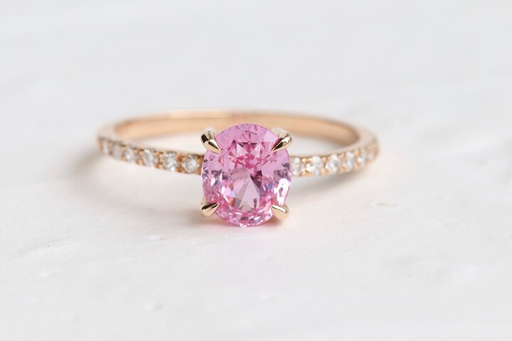 Etsy Padparadscha Sapphire Engagement Ring Pink Oval Unique Ring For Her Blush Sapphire