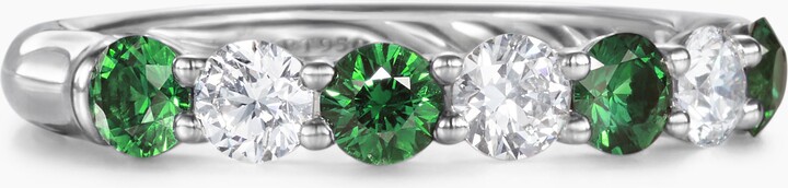 David Yurman DY Eden Partway Band Ring in Platinum with Tsavorites and Diamonds | Women's | Size 7