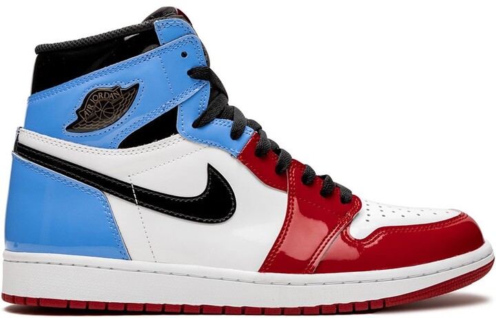 blue and white and red jordans
