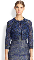 Thumbnail for your product : Kay Unger Cropped Lace Tweed Jacket