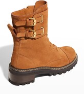 Thumbnail for your product : See by Chloe Mallory Suede Buckle-Cuff Moto Combat Booties