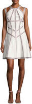 Herve Leger Honeycomb Jacquard Fit & Flare Dress, White
