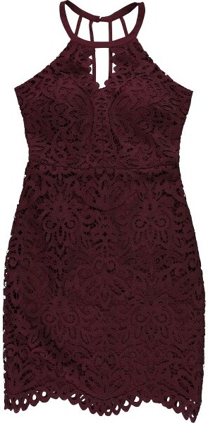 GUESS GUESSWomensLaceKeyholeSheathDress,darkred,2