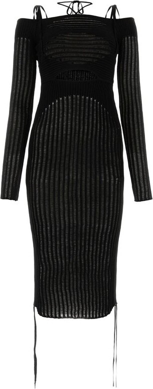 Andrea Adamo Striped Cut-Out Dress