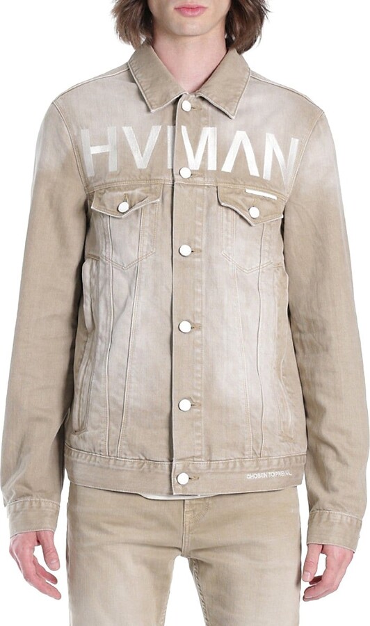 Hvman Logo Faded Denim Trucker Jacket