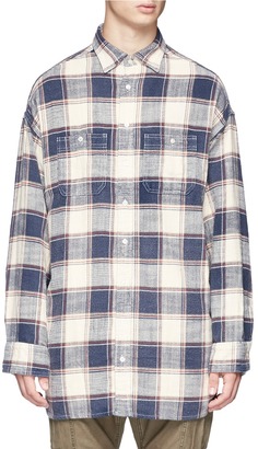 R 13 Check plaid oversized flannel shirt