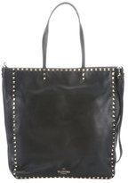 Thumbnail for your product : Valentino black leather 'Rockstud' large convertible tote bag