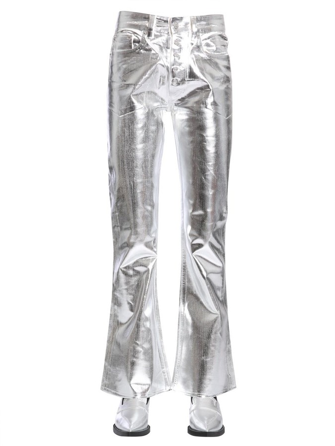 metallic flared trousers
