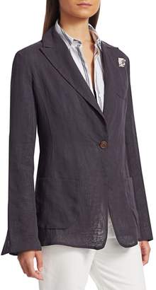 Brunello Cucinelli Cotton Organza Single Button Jacket