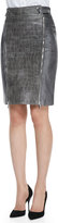Thumbnail for your product : Bagatelle Croc-Embossed Leather Skirt