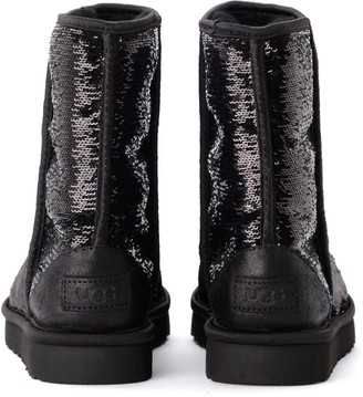 UGG Classic Short Ankle Boot In Metallic Suede With Black Sequins