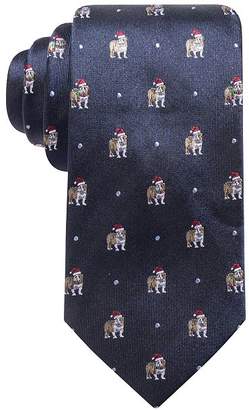Club Room Men's Bulldog Santa Hat Silk Tie, Created for Macy's