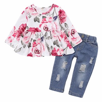WonderBabe Toddler Girl Clothes Long Sleeve Tops Pants Set Casual Wear Pajamas Outfit