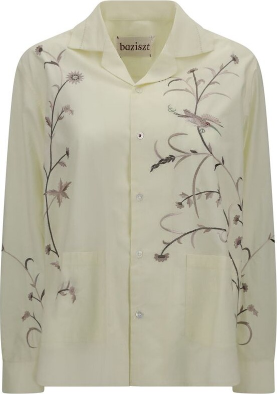 Baziszt Bicolor Cotton Pattern Women's Shirt