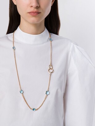 Pomellato 18kt white and rose gold Nudo blue topaz and diamond necklace