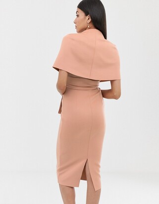 structured plunge kimono midi dress with peplum