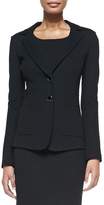 St. John Collection Milano Pique Knit Fitted Blazer, Caviar