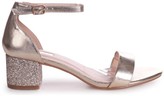 Thumbnail for your product : Linzi LOLLIE - Gold Metallic Heavy Glitter Block Heeled Sandal
