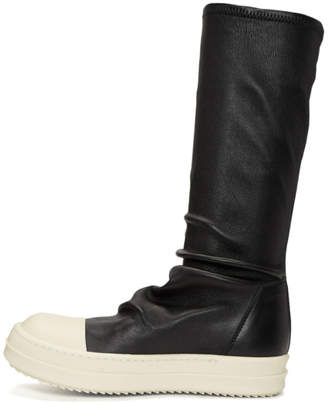 Rick Owens Black and White Leather Sock Boots