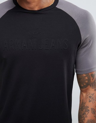 Armani Jeans Logo Raglan T-Shirt Slim Fit in Black