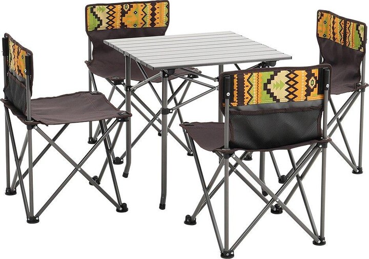 Living and Home 4 Seater Folding Outdoor Camping Dining Table Set with