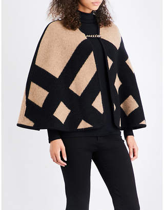 Burberry Ladies Black Luxury Wool-Cashmere Blend Blanket Cape