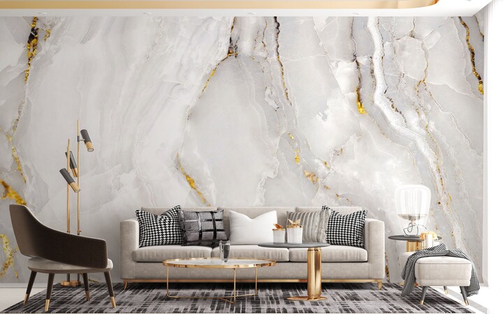 Modern Marble Wallpaper. Pattern Living Room, Kitchen, Bedroom Removable Wall Mural