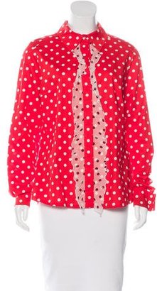 Christian Lacroix Silk-Trimmed Button-Up Top