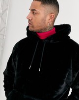Thumbnail for your product : ASOS Design DESIGN oversized faux fur hoodie in black