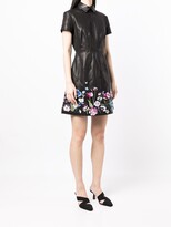 Thumbnail for your product : Shanghai Tang Floral-Embroidered Leather Shirt Dress