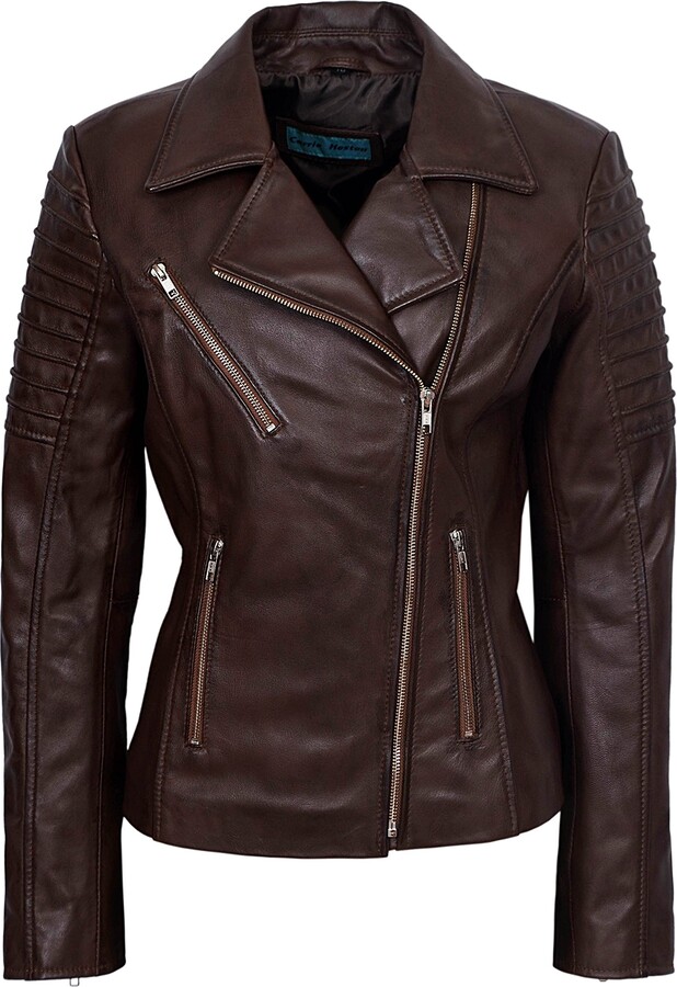 Ladies 9334 classic Designer Biker Style Soft Lambskin Awesome Leather Jacket 