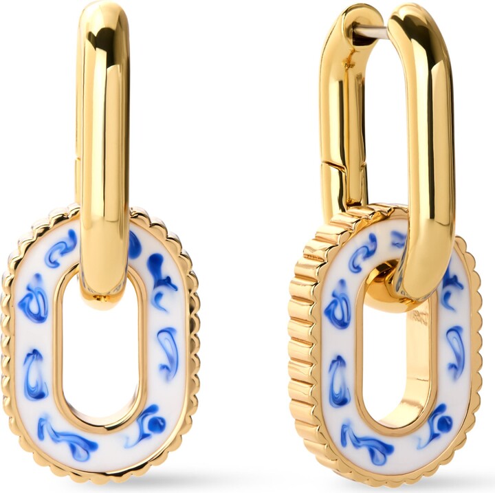 Ana Luisa Double Hoop Earrings - Ash Double Marble Blue