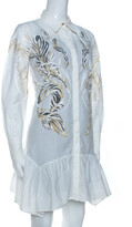 Thumbnail for your product : Roberto Cavalli White Brasso Feather Print Cotton Shirt Dress S