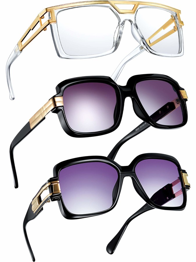 Frienda 3 Piece Hip Hop Rapper Over Size Flat Top Sunglasses Vintage