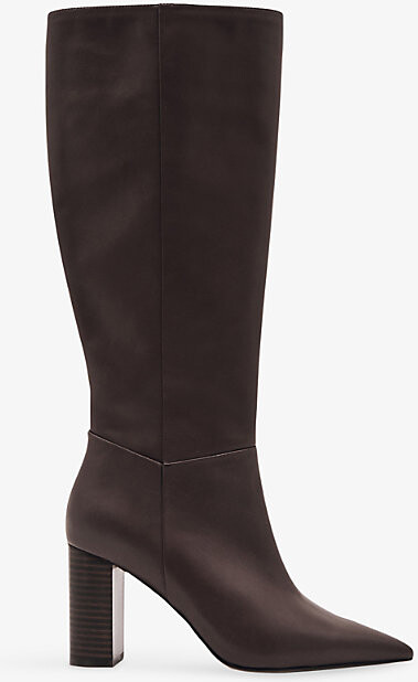Reiss Womens Burgundy Bianca Heeled Leather Knee-High Boots Eur 37 / 4 Uk Women
