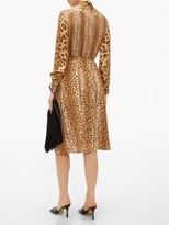 Thumbnail for your product : Hillier Bartley Belted Leopard-print Satin Shirt Dress - Animal
